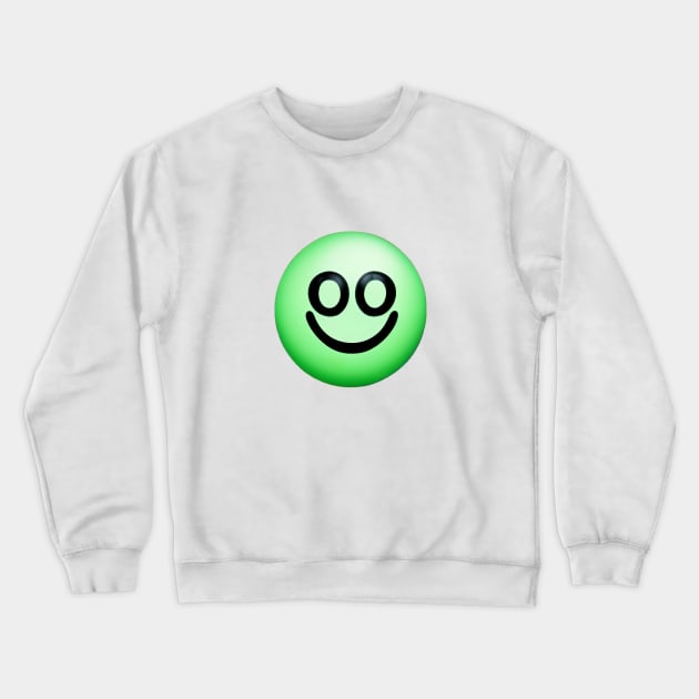 Green Smiley Face Crewneck Sweatshirt by AlienMirror